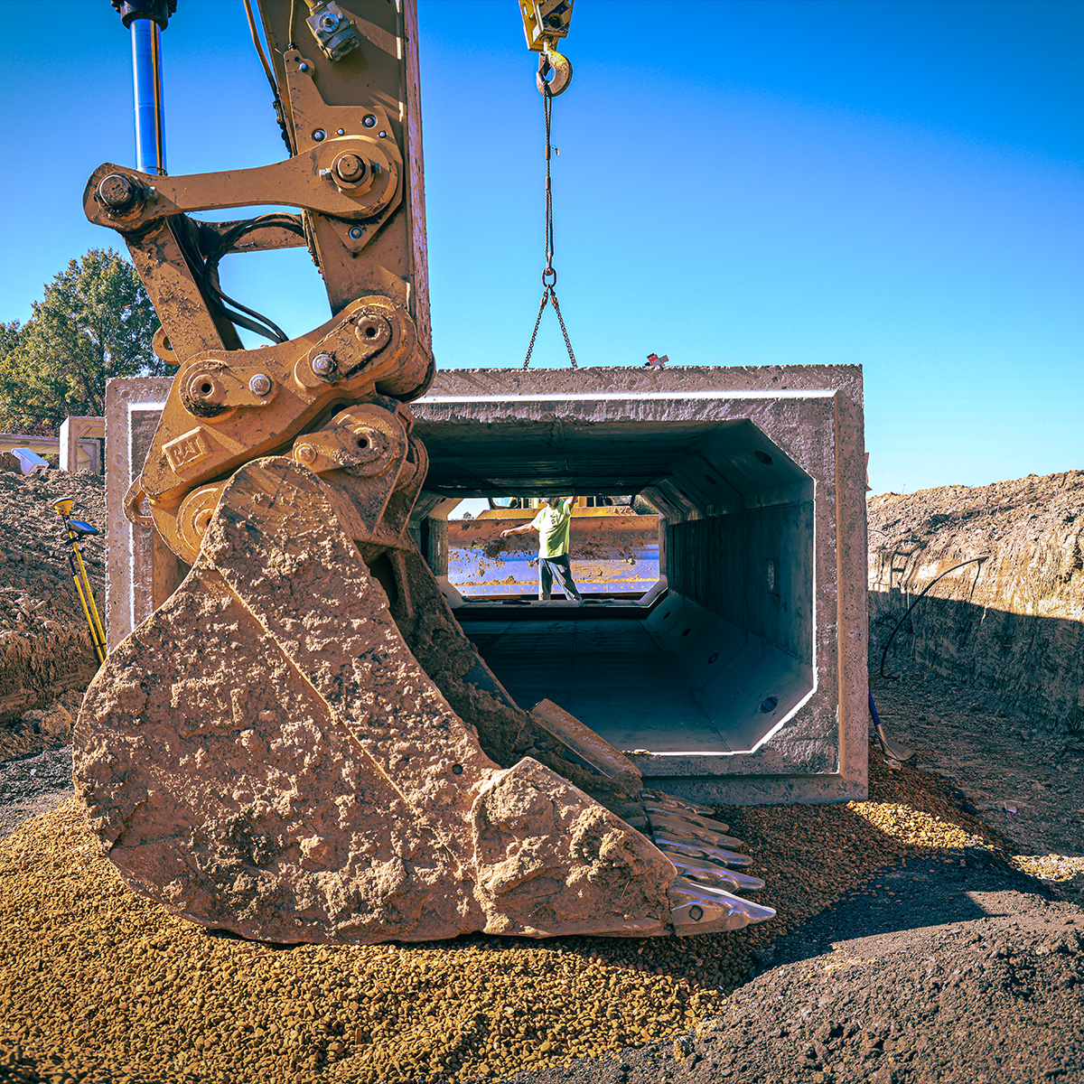 Excavator and Building Tunnel