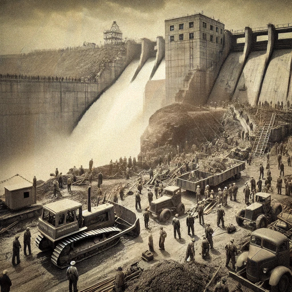 Operating Engineers Building A Dam